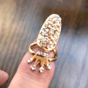 Gold Crown Fingertip Ring